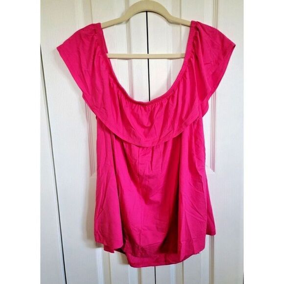 Jubilee Couture 3X Hot Pink Fuschia Flowy Off Shoulder Tunic NWT - Picture 2 of 6